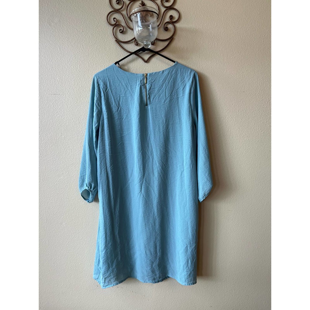 H&M Blue Long Sleeve Shift Dress Size 10
